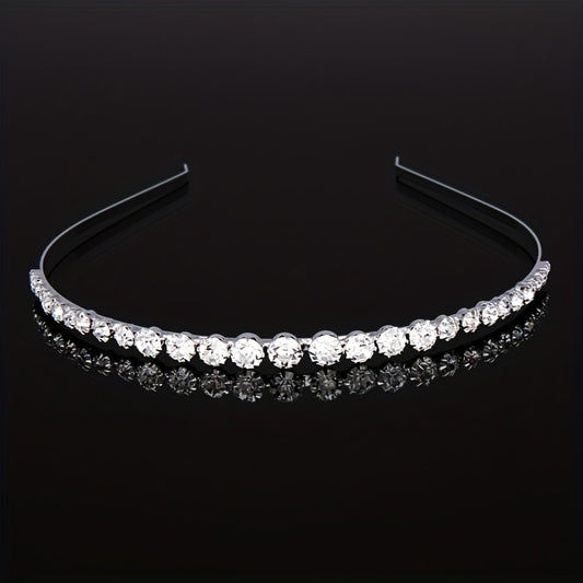 Rhinestone Decor Headband Metal Head Hoop Skinny Hair Band Glitter Headdress