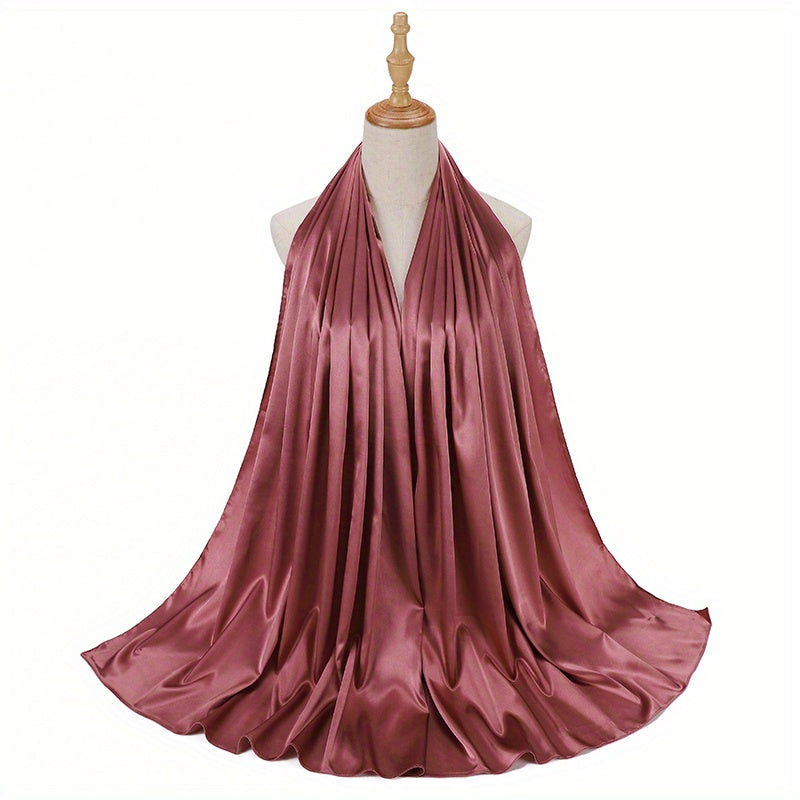 Candy Satin Hijab Silk Scarf Casual Shawl Windproof Head Wraps