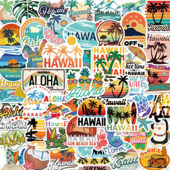 50pcs Hawaiian Landscape Vinyl Stickers for Water Bottle Laptop