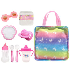 Doll Accessories Party Game Set Glasses Pacifier Rainbow Storage Bag
