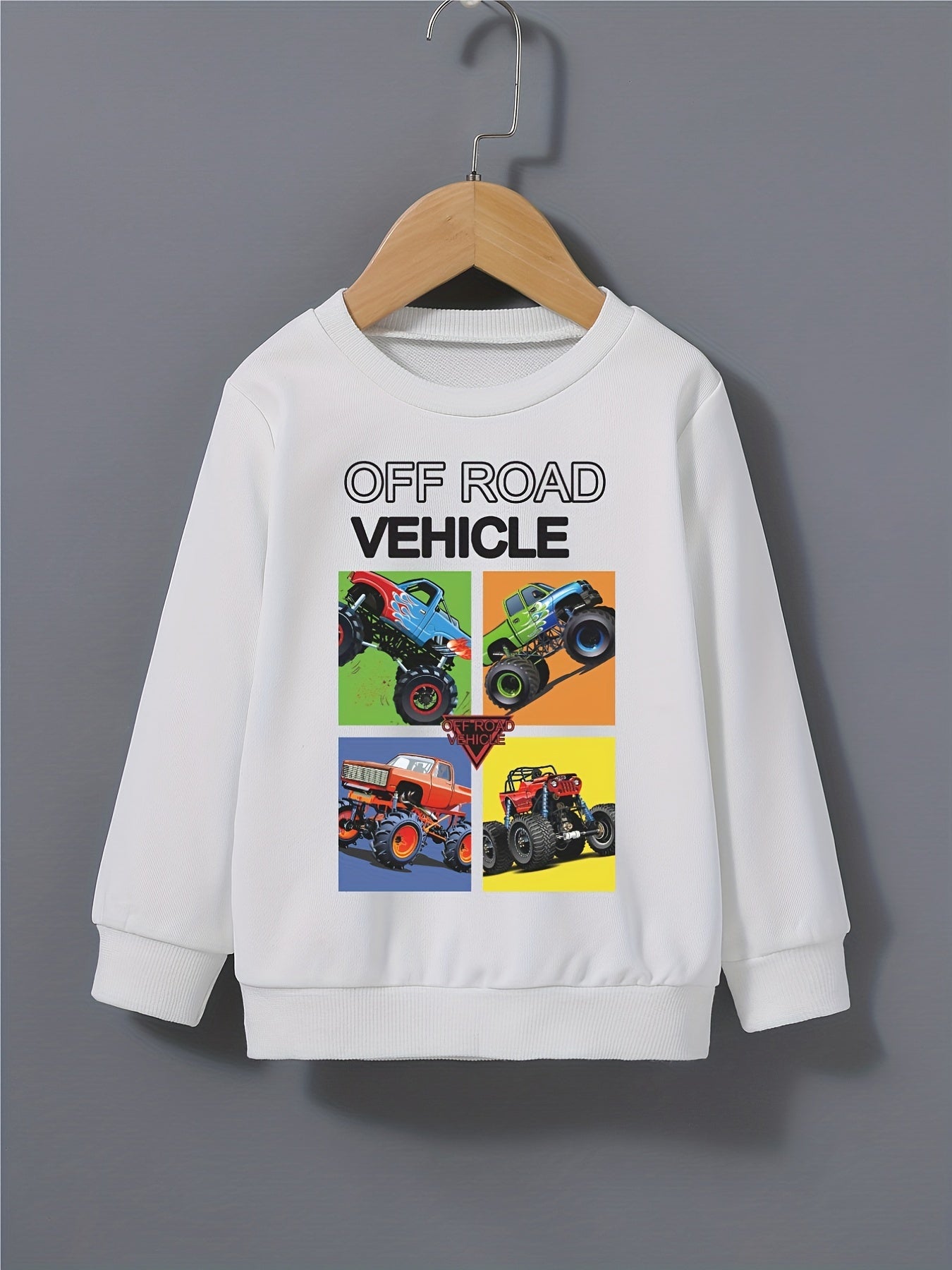 Boys Off-Road Vehicles Print Pullover Sweatshirt