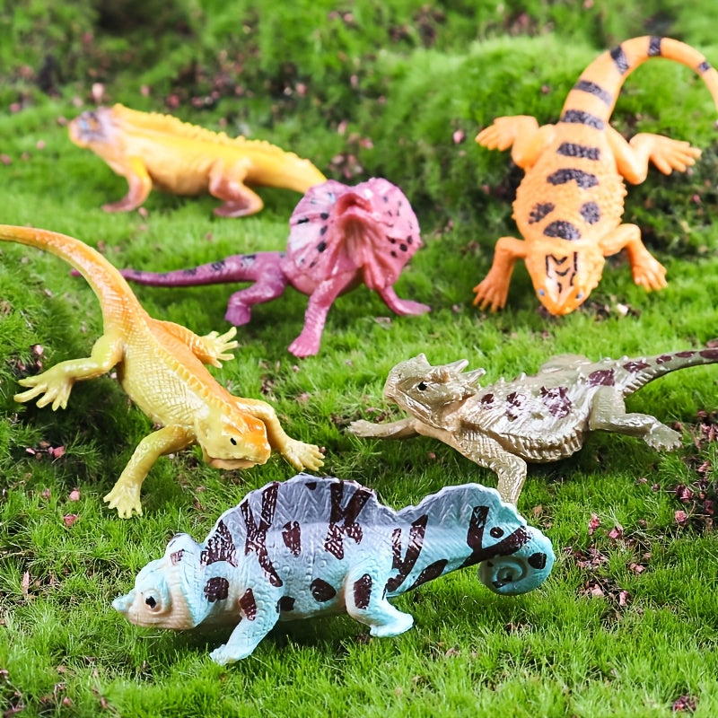 18pcs Colorful Reptile Action Figures - Chameleon, Frog, Lizard, Snake Models