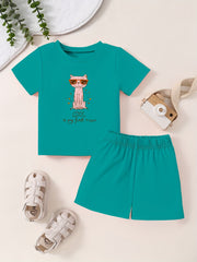 Toddler Short Sleeve T shirt & Shorts Cartoon Pattern 2pcs Summer Clothing