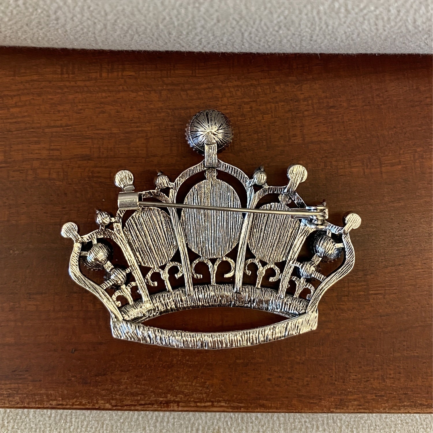 Vintage Purple Rhinestone Crown Brooch for Men Unisex