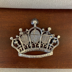 Vintage Purple Rhinestone Crown Brooch for Men Unisex