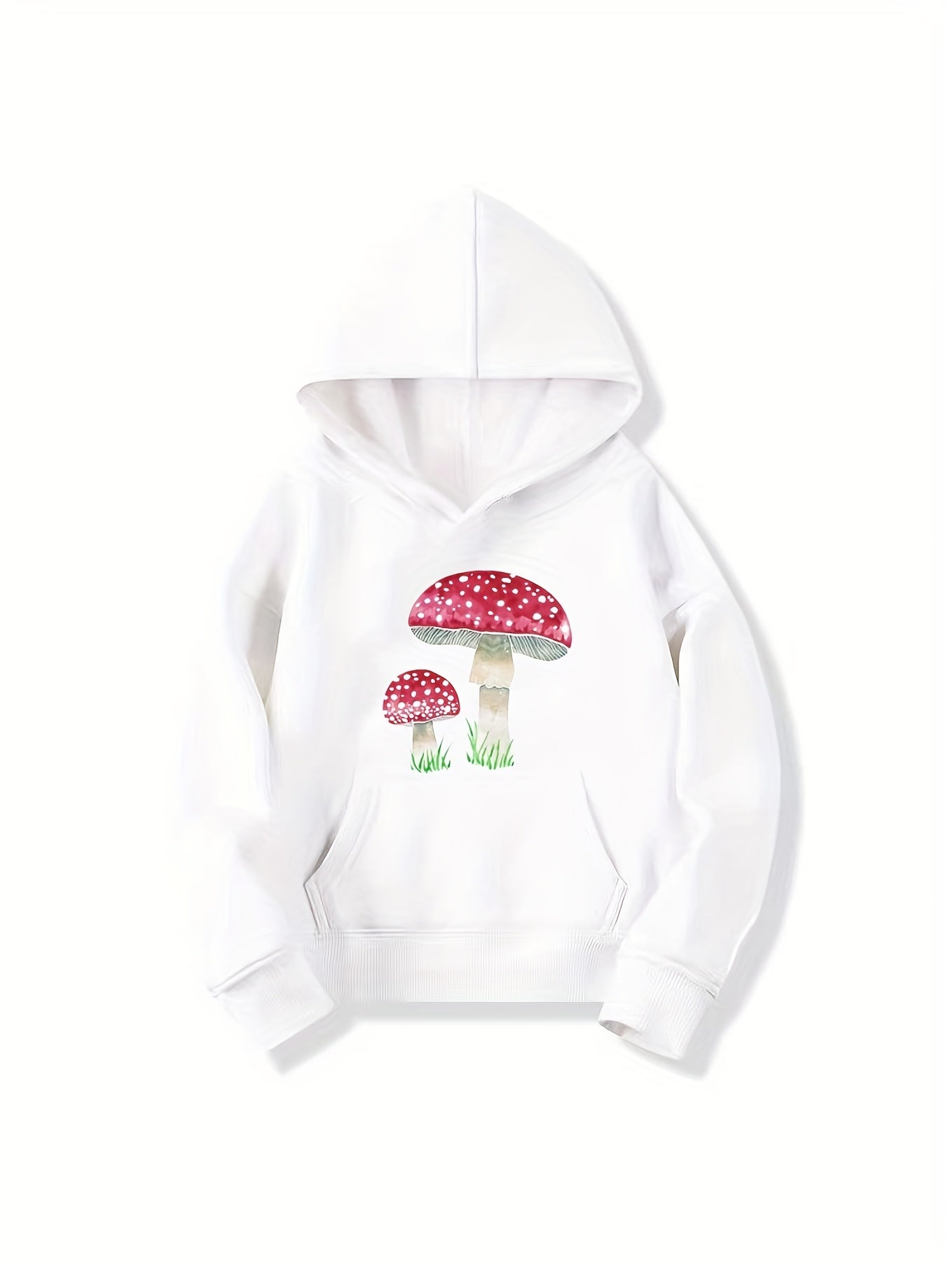 Girls Mushroom Print Hooded Sweatshirt Top Long Sleeve Hoodie Pullovers