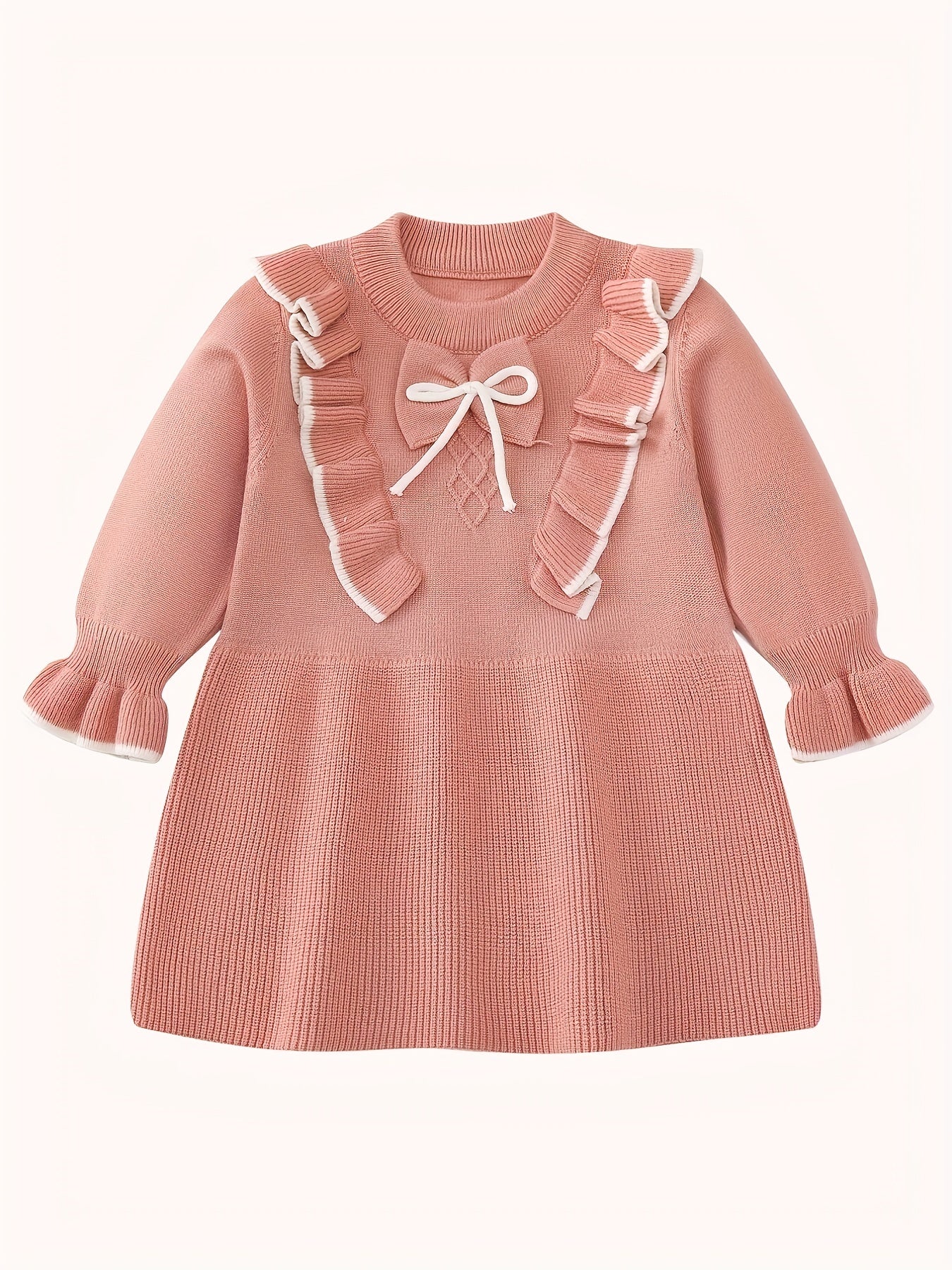 Ruched Trim Flower Pattern Dress for Toddler Girls