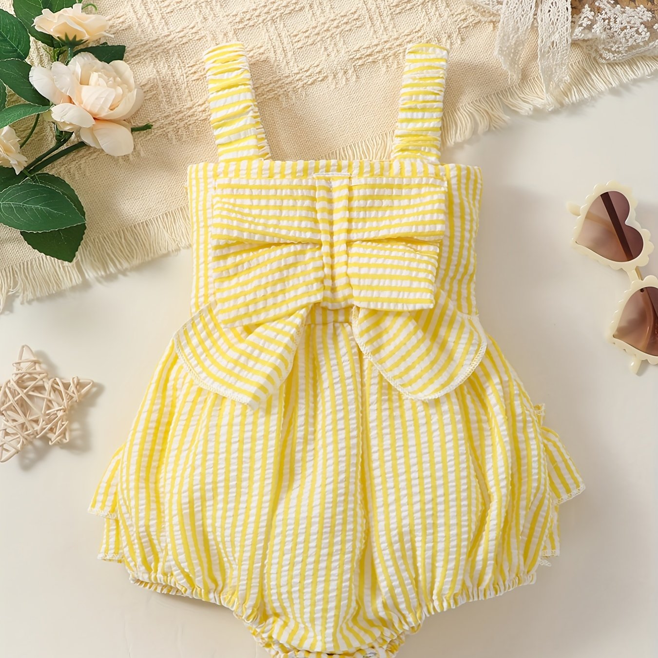 Baby Girls Plaid Bowknot Onesie for Summer