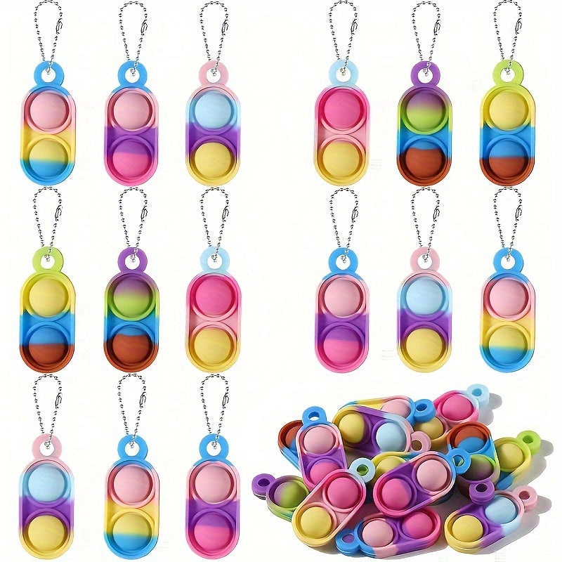 60pc Mini Pop Keychain Fidget Toys Colorful Bulk Set for Party Fav