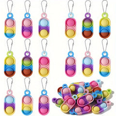 60pc Mini Pop Keychain Fidget Toys Colorful Bulk Set for Party Fav