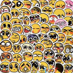 60 Adorable Yellow Face Expression Stickers for Scrapbooking and Decoration