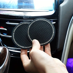 2Pcs Car Diamond Coaster Cup Holder Mat Auto Interior Decoration