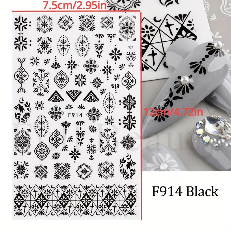 Evil Eye Snake Heart Nail Art Stickers 3D Self Adhesive Flame Animal Nail Decals