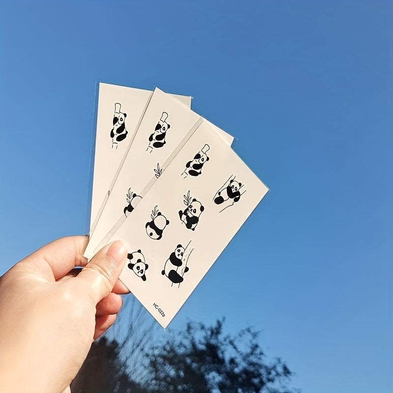 Panda and Bamboo Cartoon Tattoo Sticker - Waterproof and Long Lasting