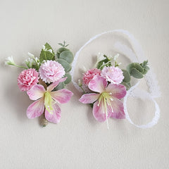 2pcs Lilac & Lily Floral Wrist Corsages Purple