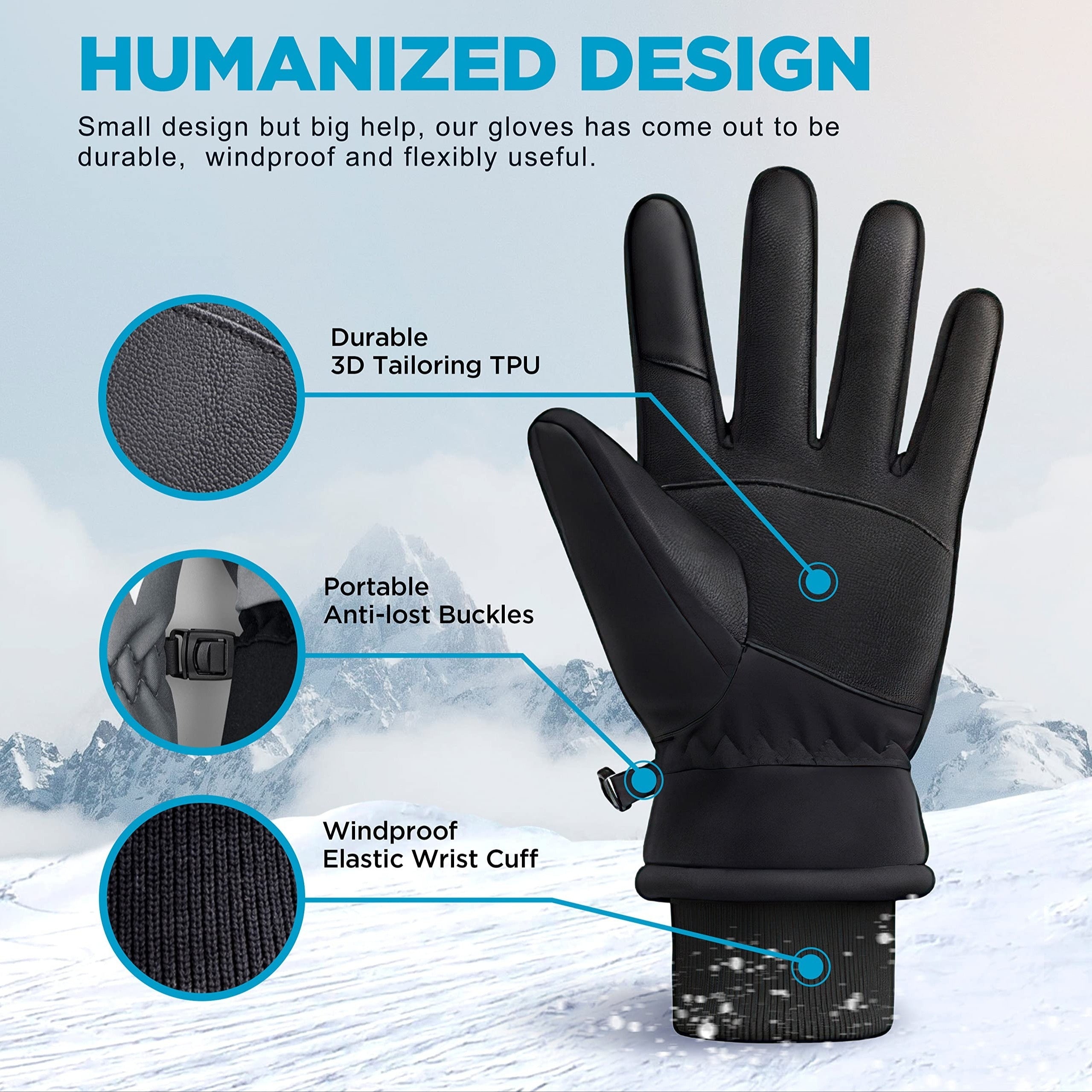 Waterproof Winter Gloves Windproof Snow Skiing Gloves