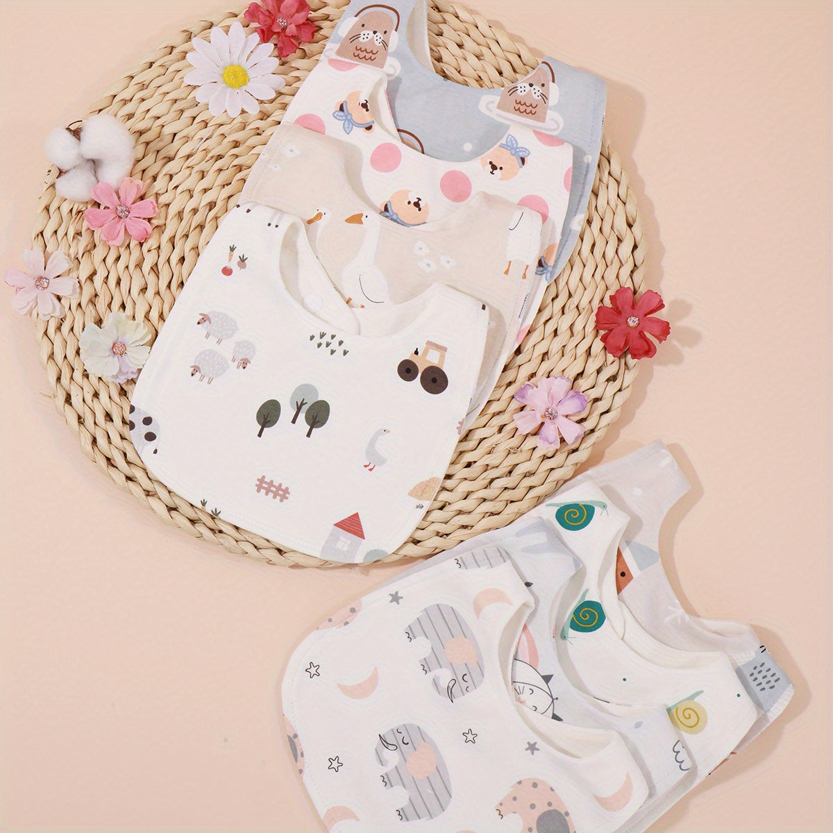 3pcs Set Random Fabric Baby Bibs Infant Bandana For Boys Girls Soft Feeding Bibs
