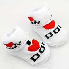Newborn Knit Socks I LOVE MUM I LOVE DAD Cotton Socks