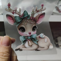 Christmas Heat Transfer Prints Set - Reindeer, Trees, Fairy Lights