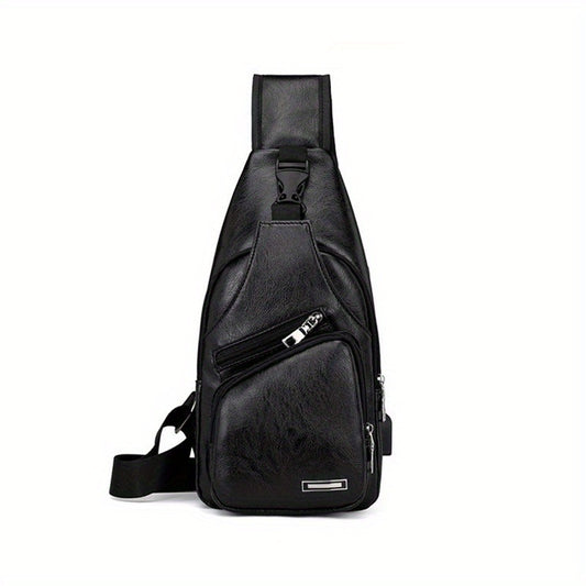 Men's Crossbody Bag With USB Charging Port Outdoor Shoulder Bag
