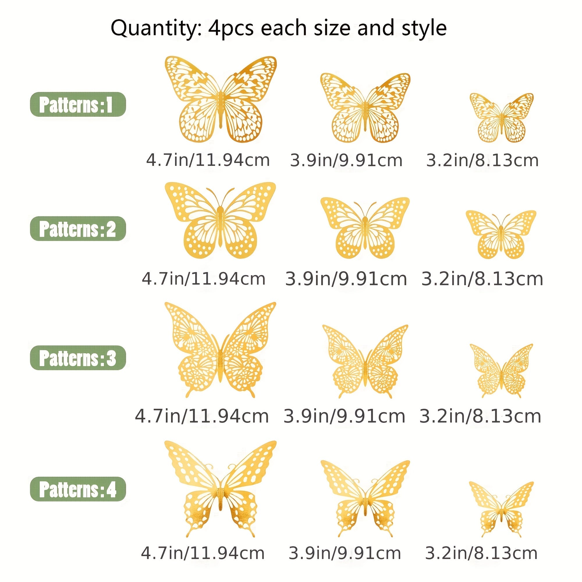 48pcs 3D Butterfly Wall Decor for Birthday Party Cake Decorations