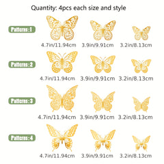 48pcs 3D Butterfly Wall Decor for Birthday Party Cake Decorations
