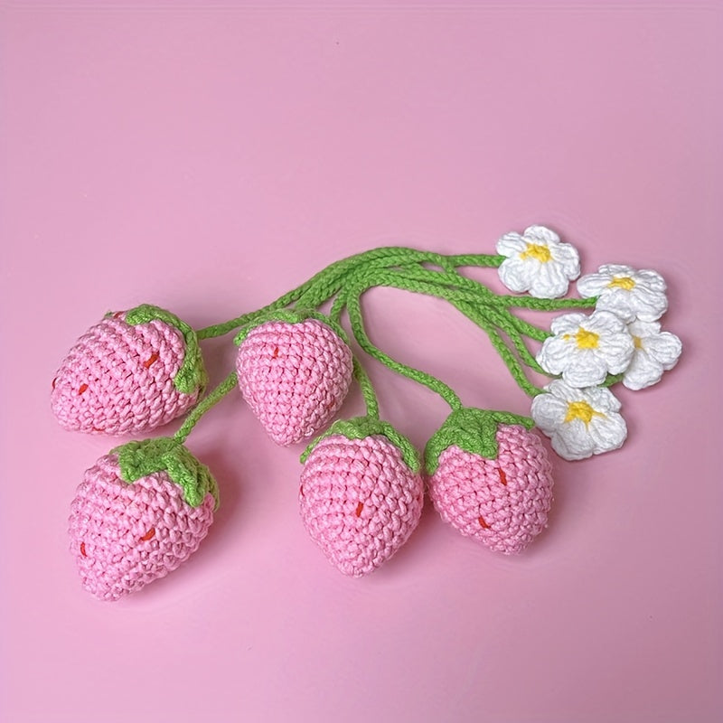 Crochet Strawberry Pendant Car Ornament Decoration