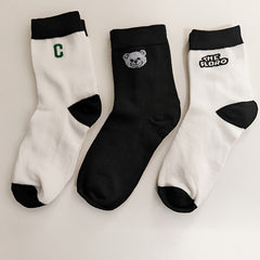 5 Pairs Cartoon & Letter Print Socks Mid Tube Women's Stockings