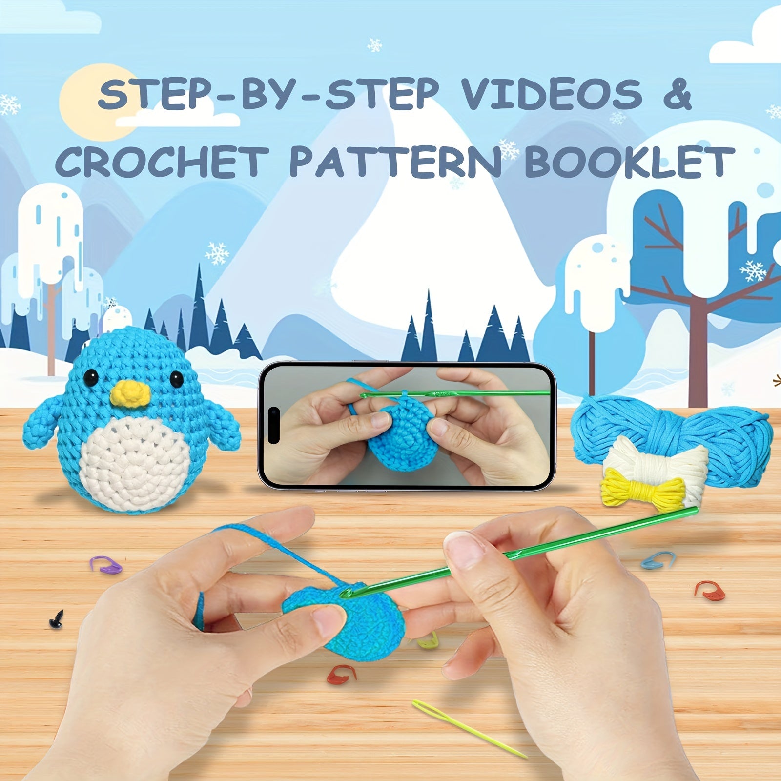 Beginner Crochet Kit Easy Peasy Yarn Material Pack