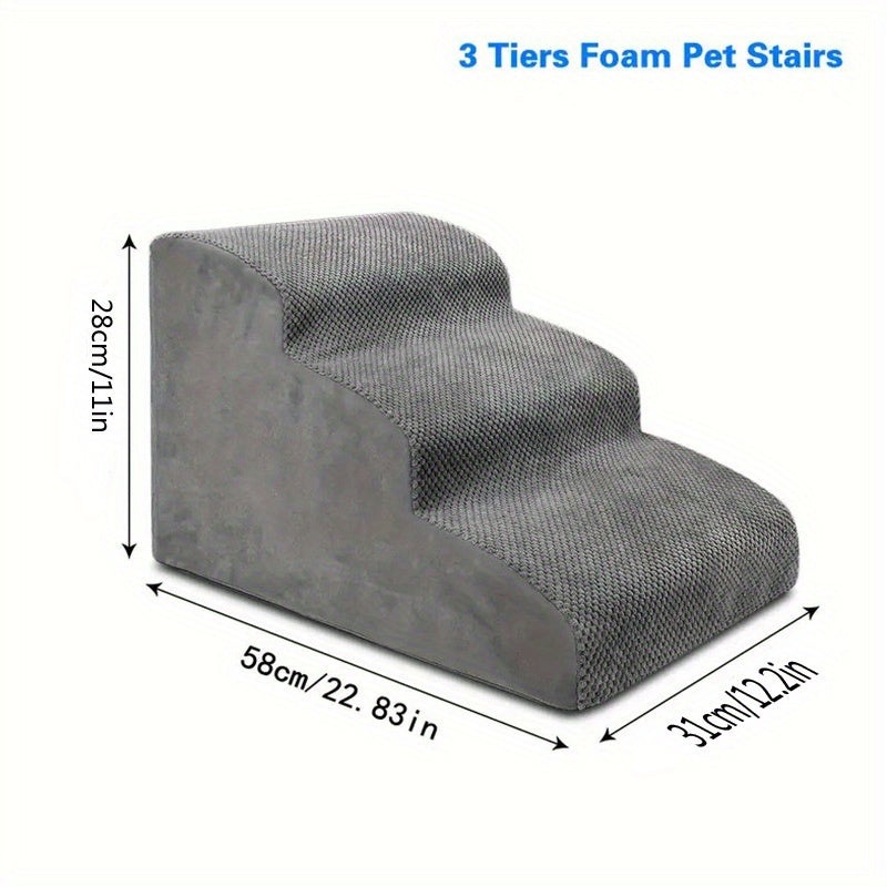 3-Step Pet Stairs for High Beds and Couch, Folding Dog Steps