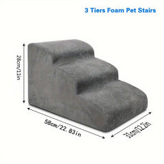3-Step Pet Stairs for High Beds and Couch, Folding Dog Steps