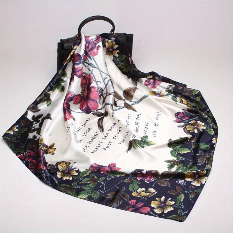 Large Satin Square Scarf Bandana Classic Print