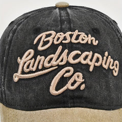 BOSTON Embroidery Baseball Cap Washed Old Baseball Cap Denim Peaked Cap