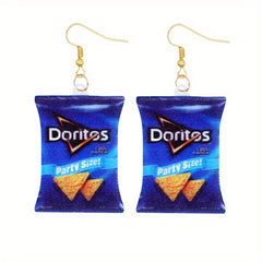 Chip Snack Bag Dangle Earrings Acrylic Jewelry Gift