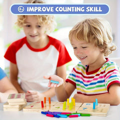 Wooden Counting Peg Board for Kids Ages 3-5 Interactive Number & Shape Sorting