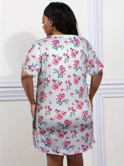 Floral Print Short Sleeve Tee Nightdress