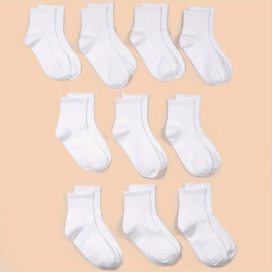 10 Pairs Kids Crew Socks Soft Breathable Children's Daily Wear Socks