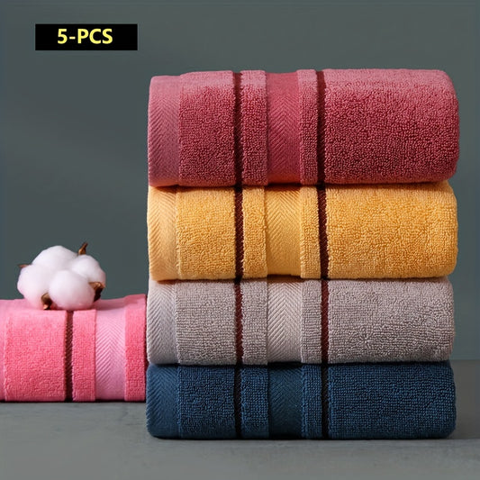 5pcs Cotton Face Towel Soft Hand Towel High Absorbency Bath Adult Towel