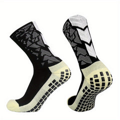 Anti Slip Silicone Bottom Mid Calf Athletic Socks For Football