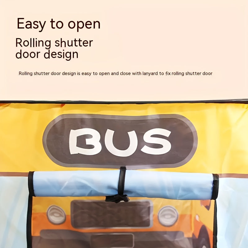 Interactive Cartoon Bus Game House Pops Open for Outdoor Fun