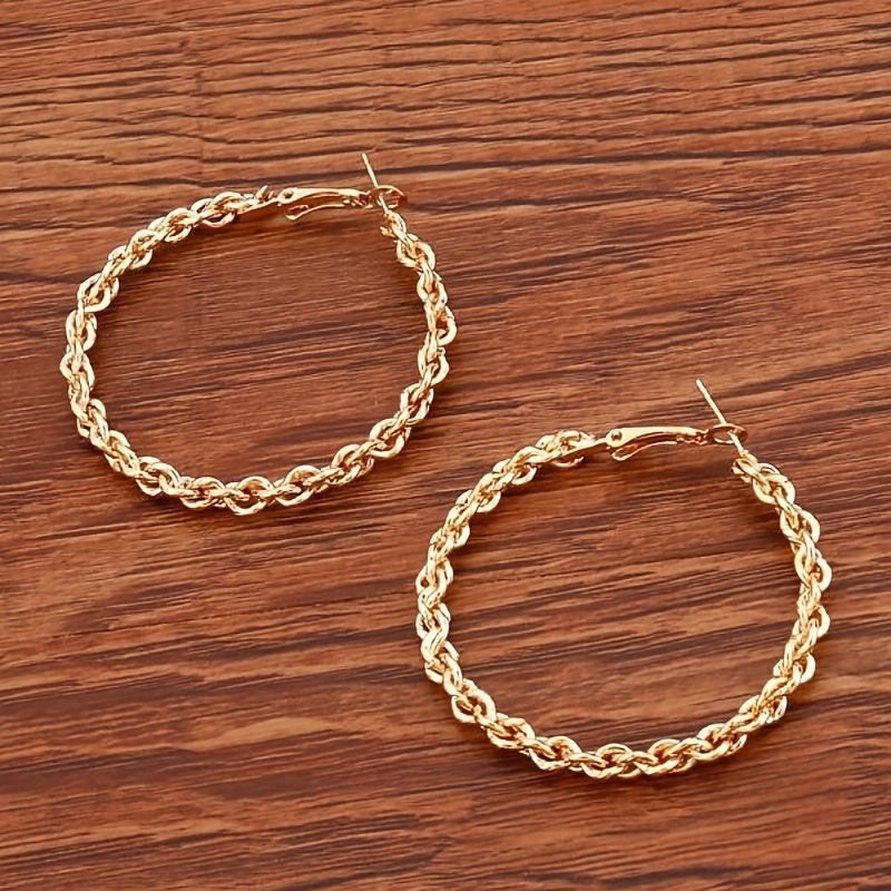 Chunky Chain Hoop Earrings 18K Plated Alloy Ear Jewelry Decorations
