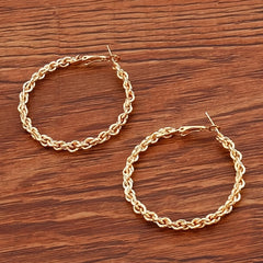 Chunky Chain Hoop Earrings 18K Plated Alloy Ear Jewelry Decorations