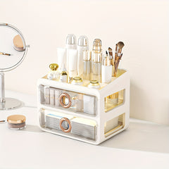 2 Layer Transparent Storage Box With Top Cover Cosmetics Drawer Style