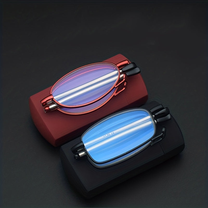 Foldable Reading Glasses Portable Anti Light Spring Hinge Readers Glasses Case