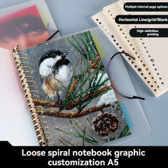 Customizable A5 Spiral Notebook with Phone Pouch Cover