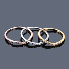 V Shape Zircon Ring 18K Plated CZ Band Jewelry Gift