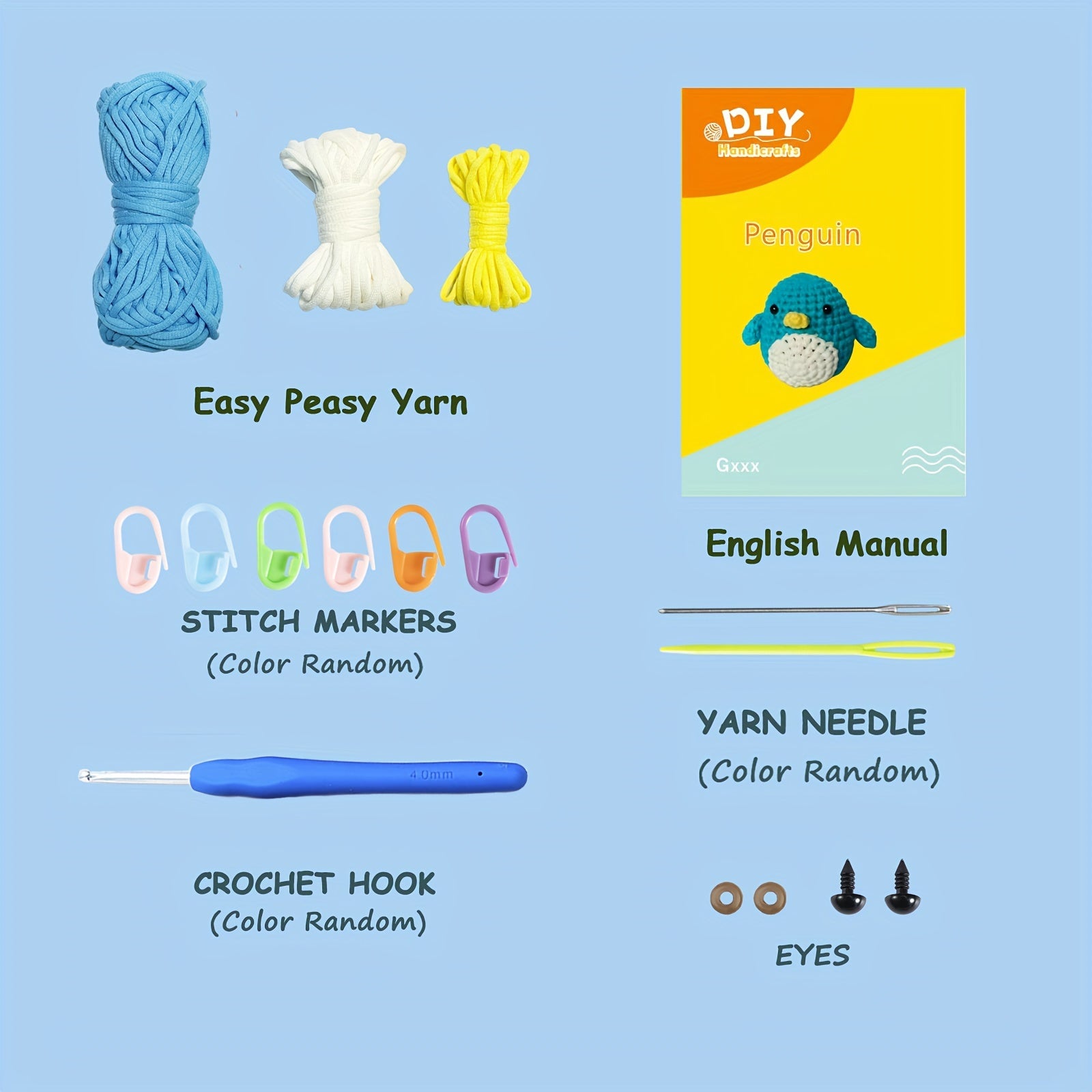 Beginner Crochet Kit Easy Peasy Yarn Material Pack