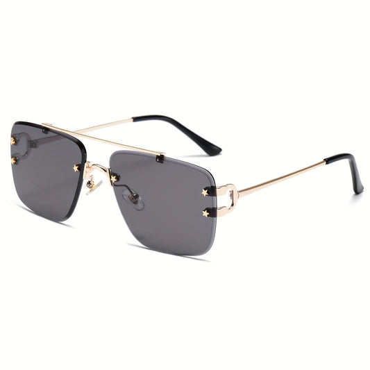 Rimless Sunglasses Star Decor Metal Glasses UV400