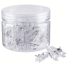 50pcs Transparent Plastic Push Pins for Photo & Cork Board Decoration