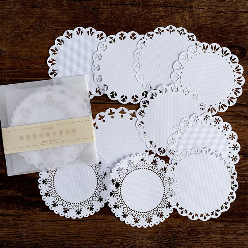 10 Sheets Hollow Lace Paper Three Sizes - 10, 9.5, 8.3 Inch